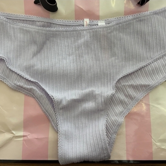Victoria's secret Light Purple And Turquoise Ribbed Bikini Bottom Panties L - Picture 1 of 5